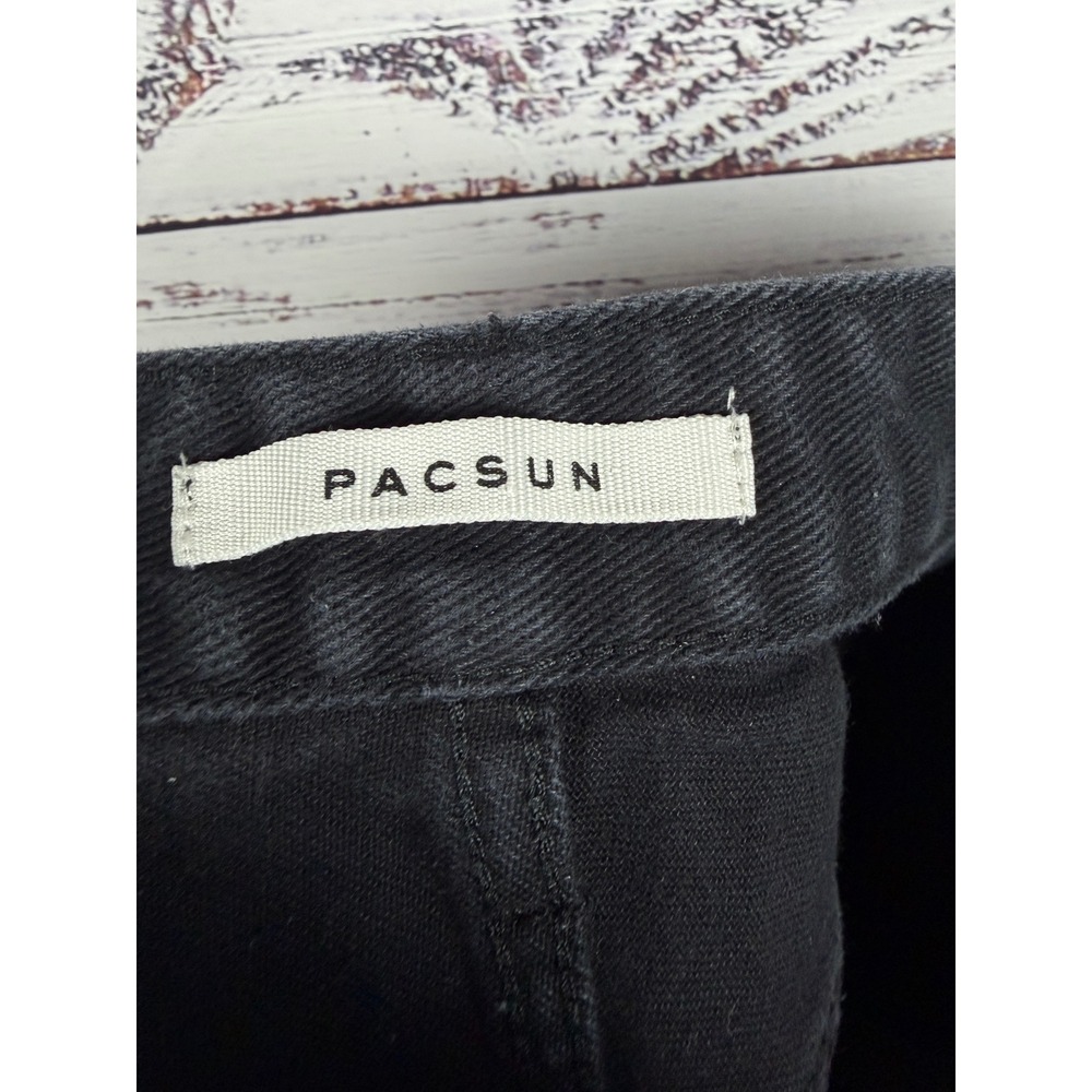 PacSun 90's BF Carpenter Jeans Black Embroidered Rainbow Y2K Baggy sz 26 - Picture 3 of 10
